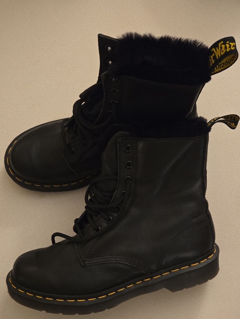 Brand New Unworn Serena Dr Marten Fur Lined Black Boots US8/UK6/EU39
